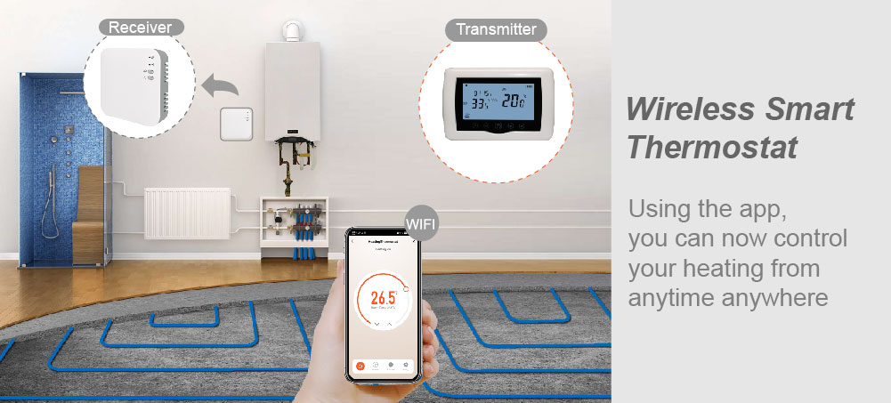 Wireless control battery thermostat