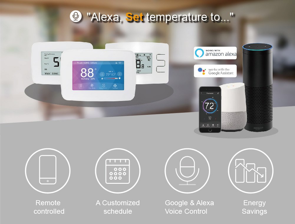 Programmable Thermostat with 2H/2C Multistage Heating and Cooling