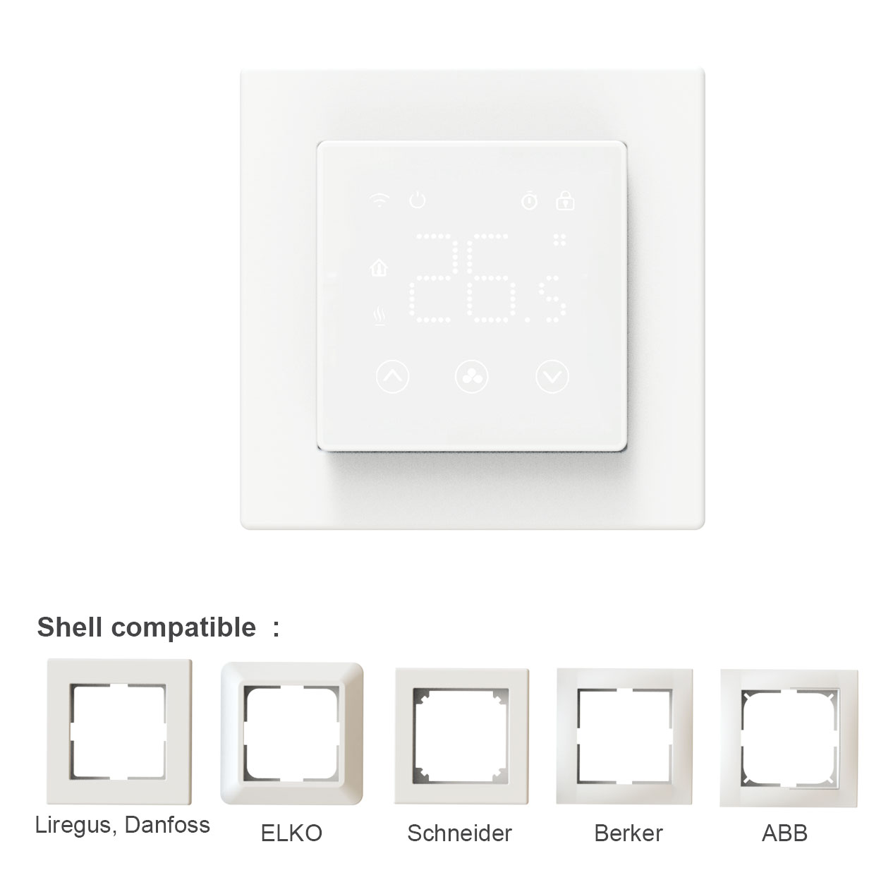 55*55mm Replaceable Frames Programmable Thermostat Tuya WiFi Control