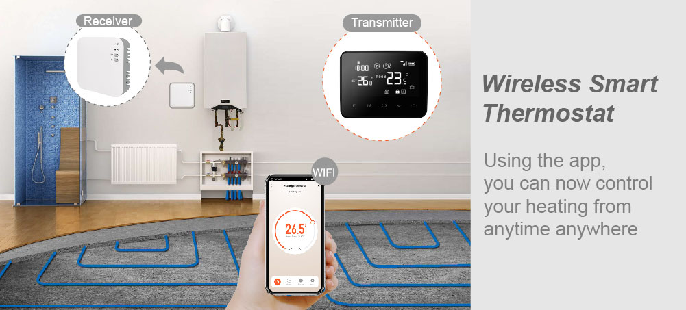 Wireless gas boiler smart thermostat 