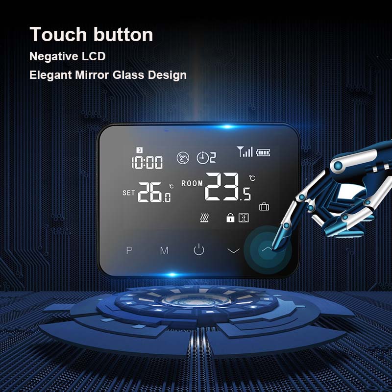 Negative Display Large LCD Screen Wireless Opentherm Boiler Room Thermostat for Heating and Life Water