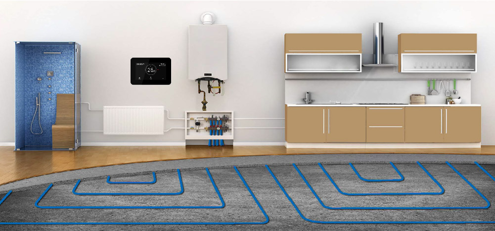 smart floor heating + fan coil system thermostat 