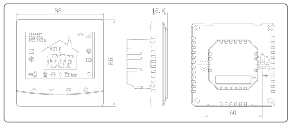 86*86mm standard room thermostat