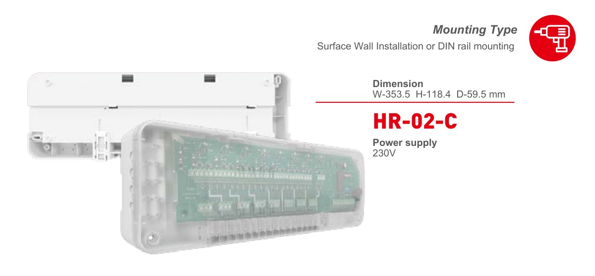 Wired 8 zone floor heating regulator