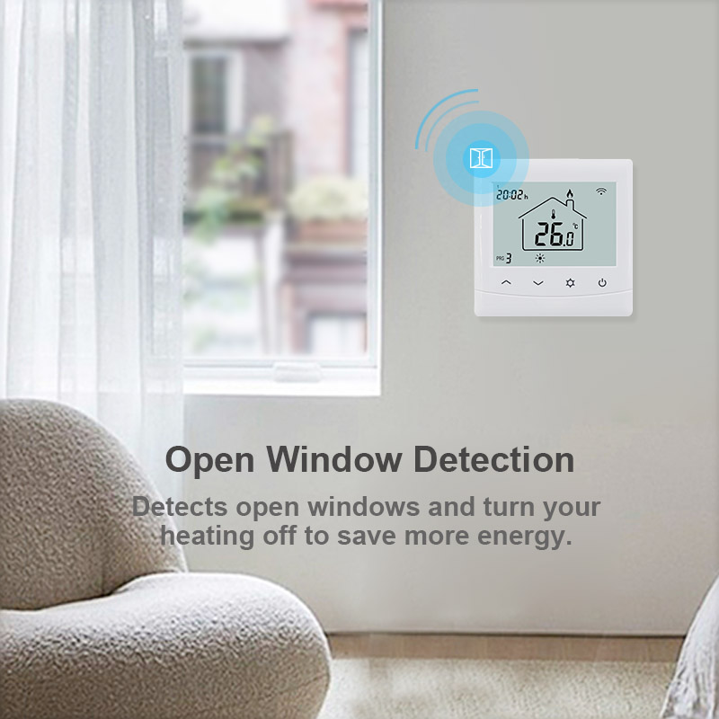 Elegant Matt Surface Large LCD Touch Button Tuya WiFi Room Thermostat for Electric Floor Heating System
