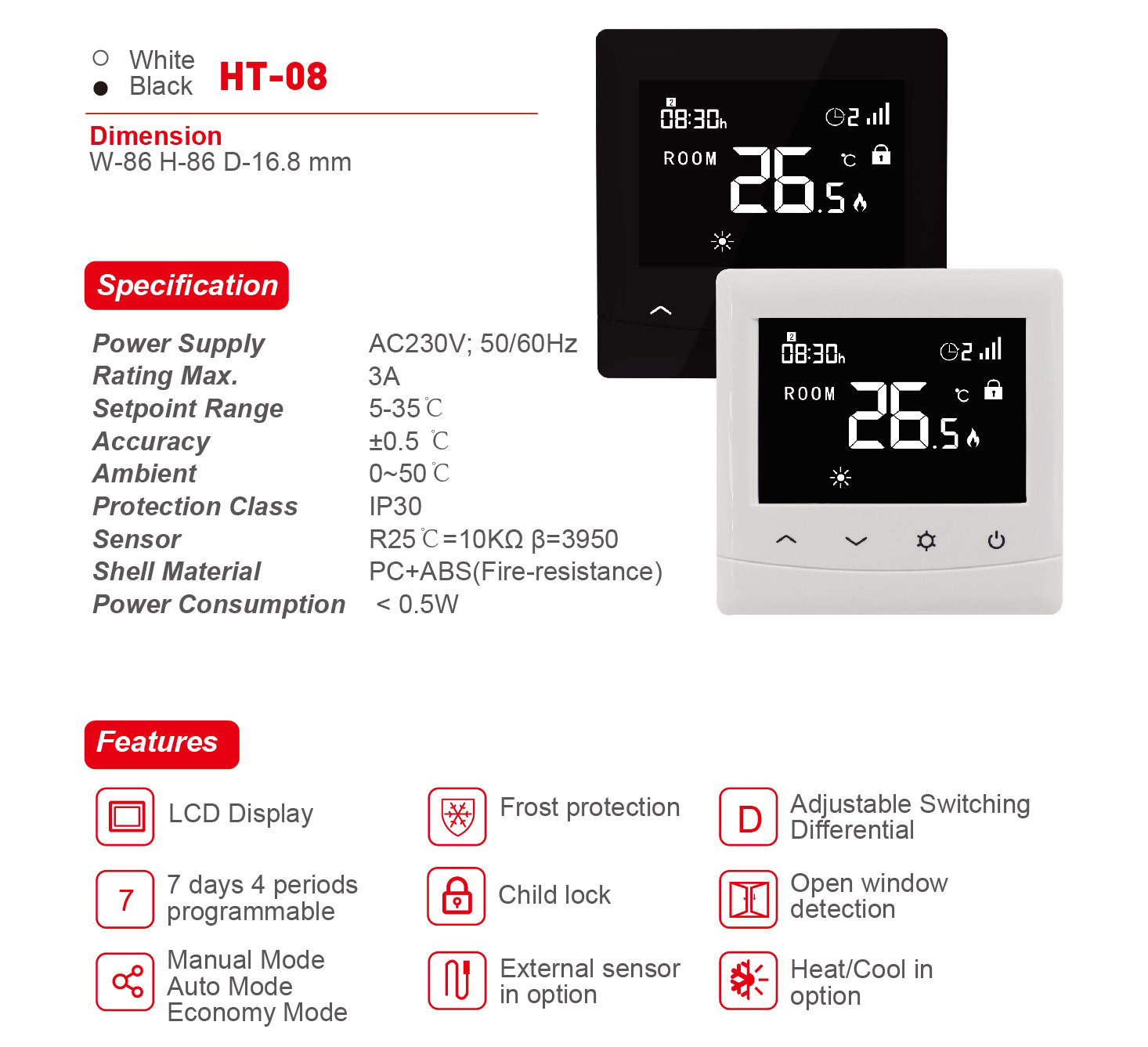 E-top  digital programmable LCD thermostat 