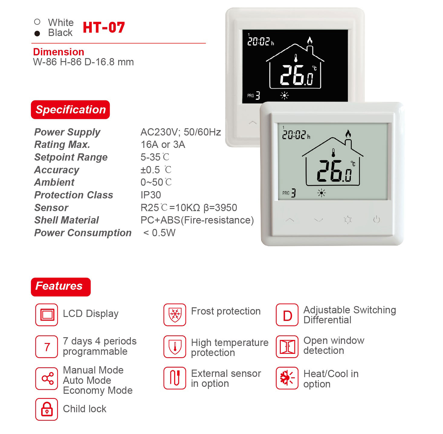 E-Top Competitive price heating thermostat 