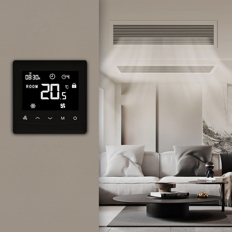 KNX or Modbus Central AC Thermostat with Digital Input and Output