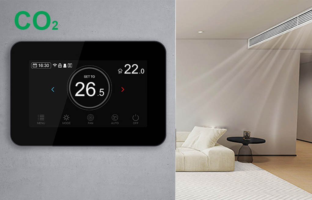 Smart BMS Thermostats with CO2 & Humidity Sensors | Energy-Efficient FCU Control for Modern Buildings