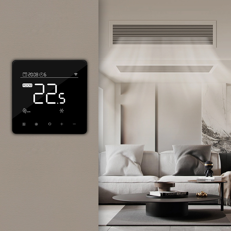 E-Top New EC Fan Coil HVAC Thermostat with BACnet Modbus Keycard External Sensor