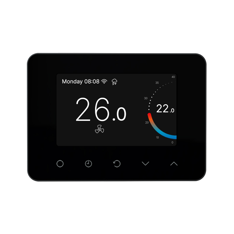 230Vac surface mounted smart HVAC thermostat with color screen