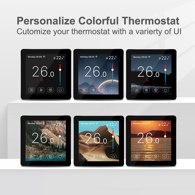FT-CS08 Colorful Touchscreen FCU Thermostat: Precise 2-Pipe/4-Pipe Control with BACnet & Modbus