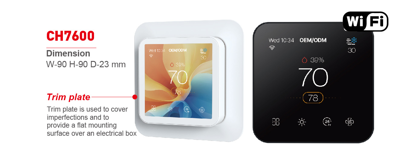 White label smart thermostat available in black and white colors for OEM/ODM clients