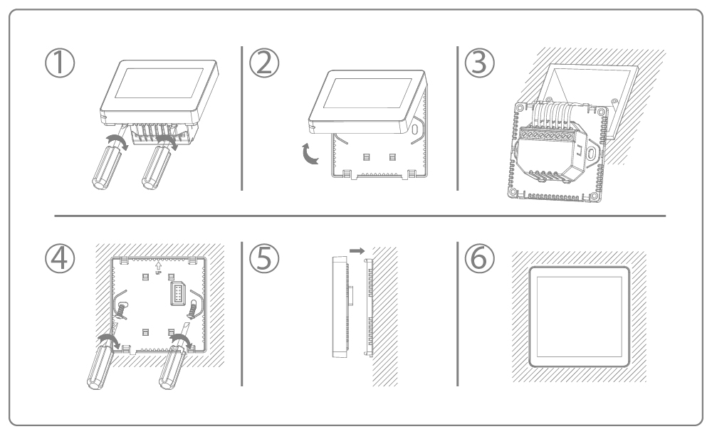 FT-CS08 Ultra-Slim Surface Mount Color Screen Thermostat Dimensions