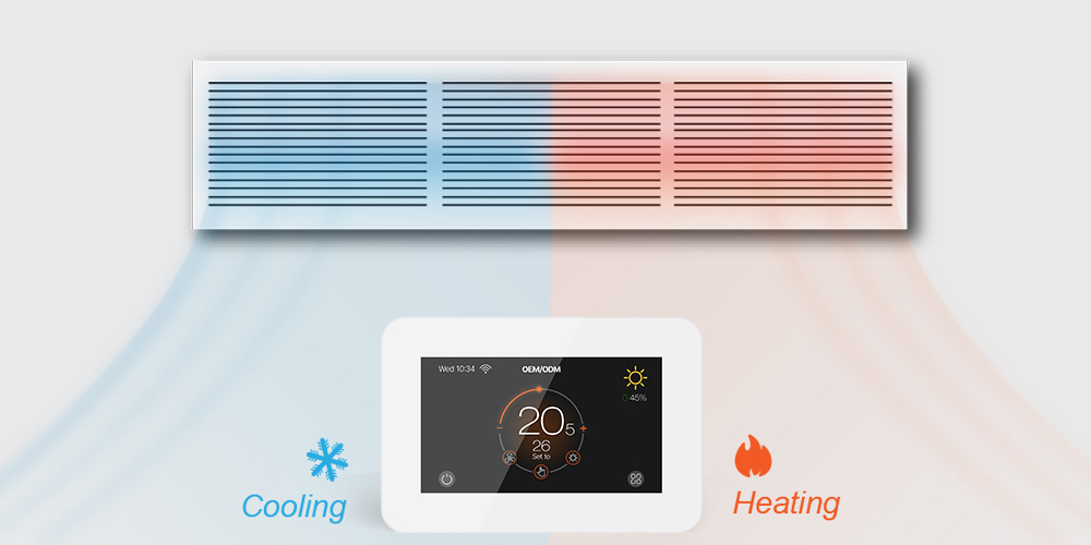 High-resolution color display of FT-CS03 showing multi-zone HVAC status