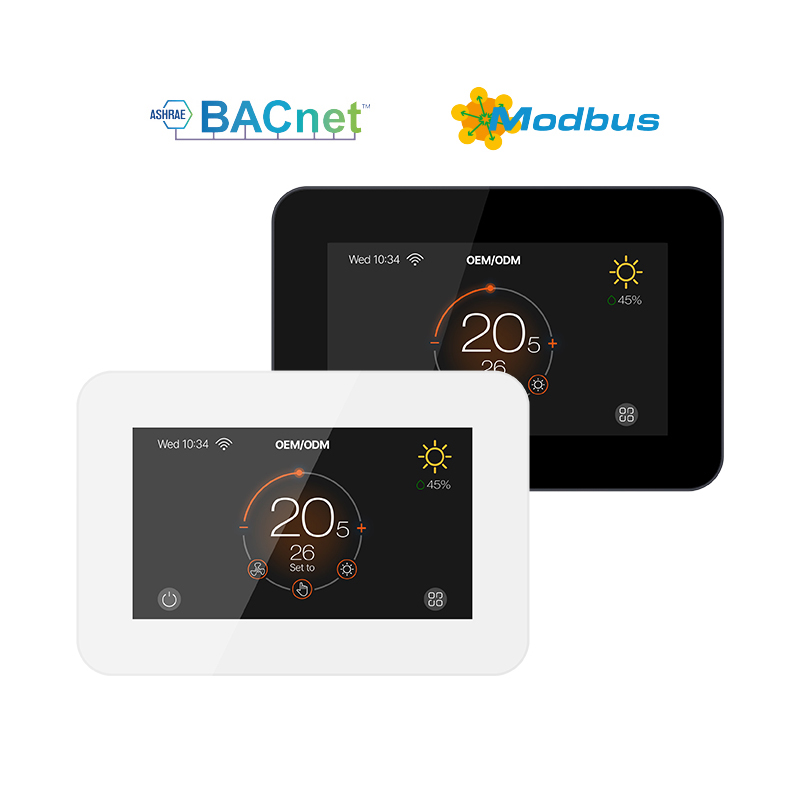FT-CS03 smart HVAC controller supporting dual BACnet MS/TP and Modbus RTU protocols.