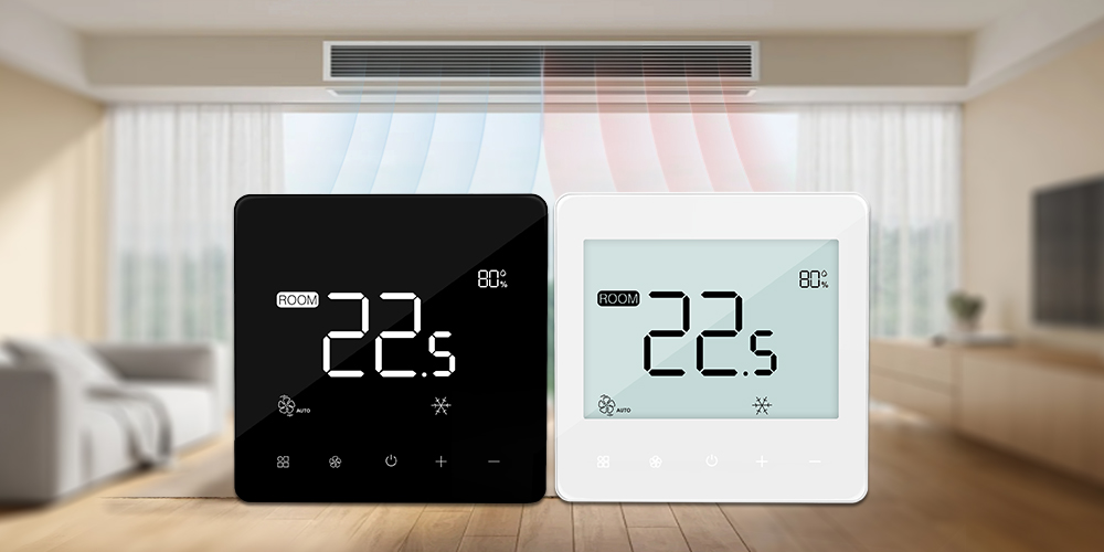 FT-66 hotel energy-saving digital thermostat in black and white finishe