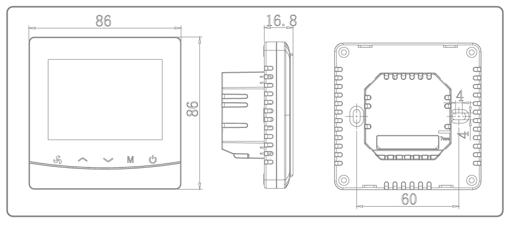 FT-08 0-10V Modulating Thermostat Size and Dimensions
