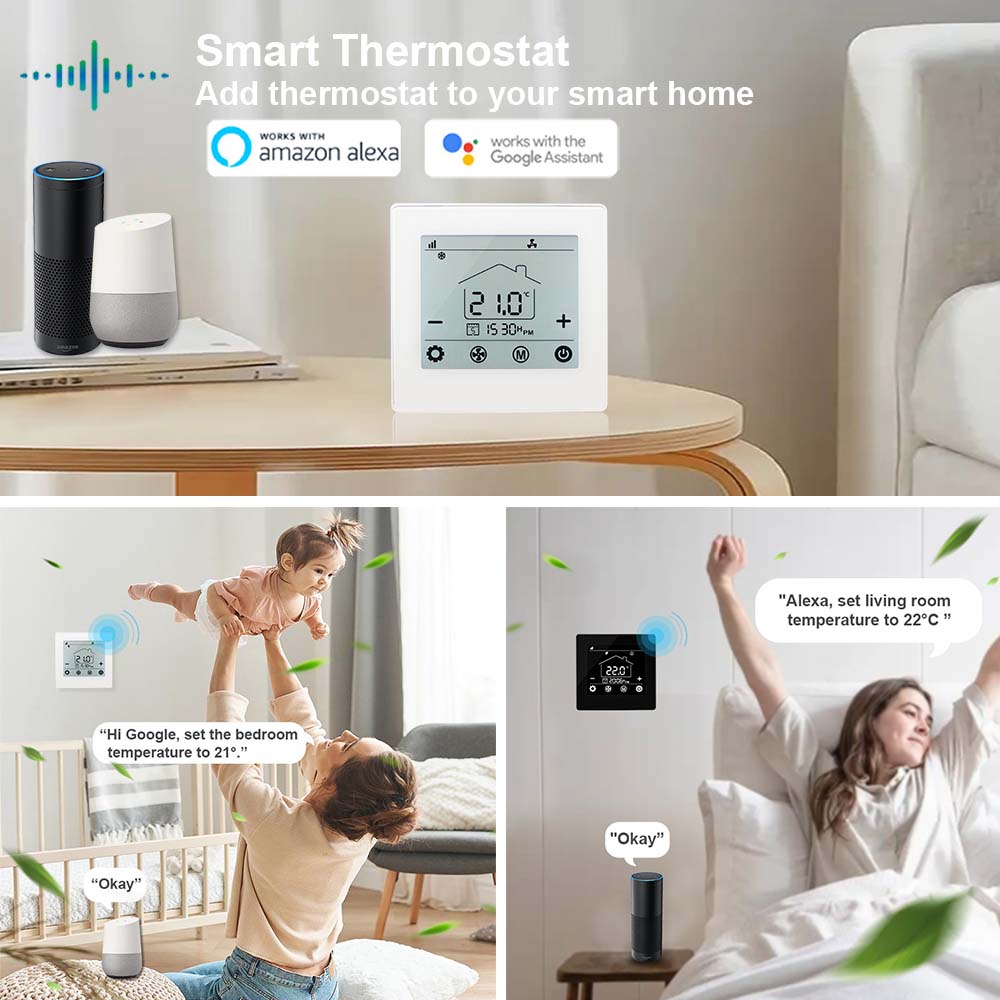 FT-08 Smart FCU Thermostat Voice Control via Alexa & Google FT-08 0-10V Modulating Thermostat with Alexa and Google Assistant Voice Control