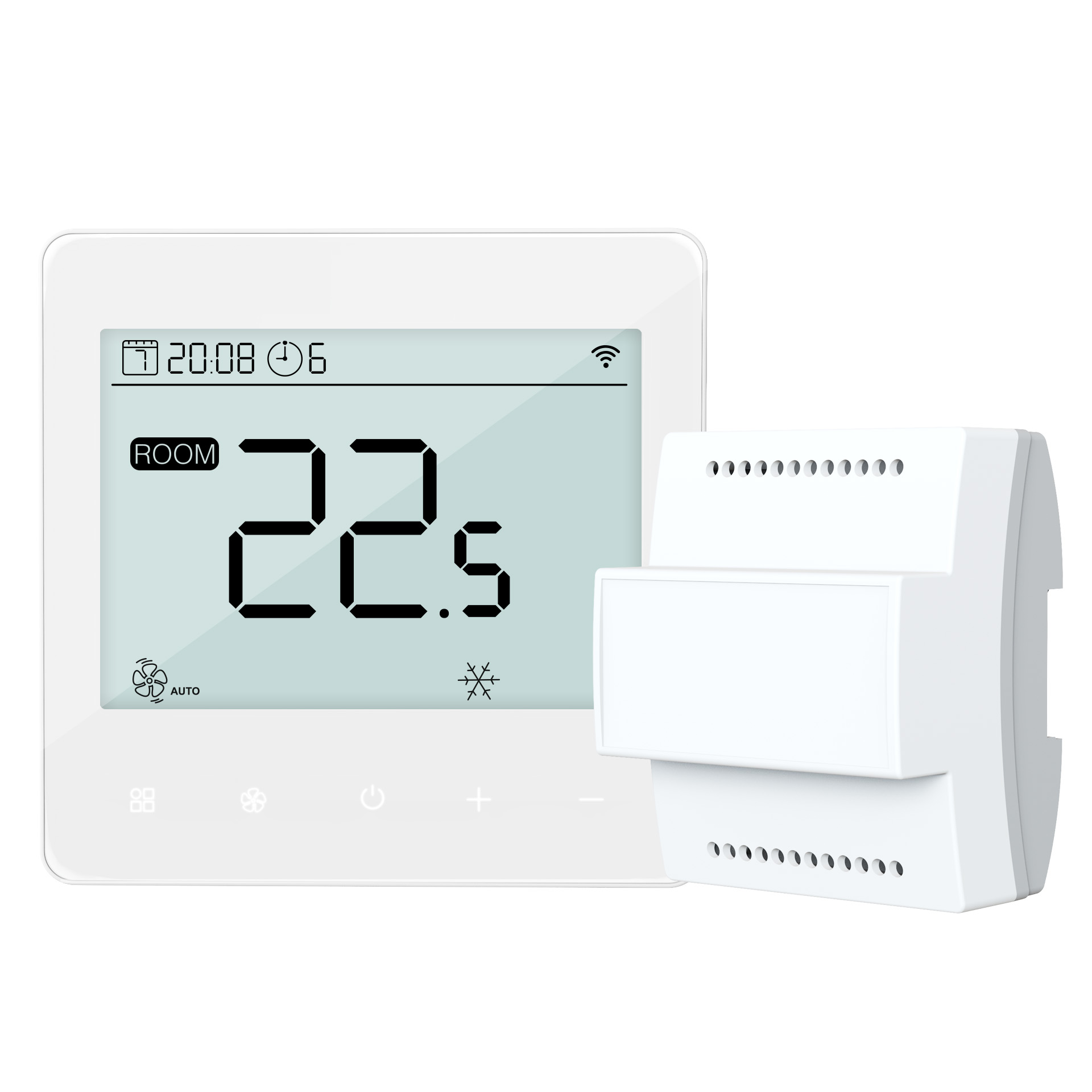 FT-66: Premium Glass Touch Screen Fan Coil Unit (FCU) Thermostat