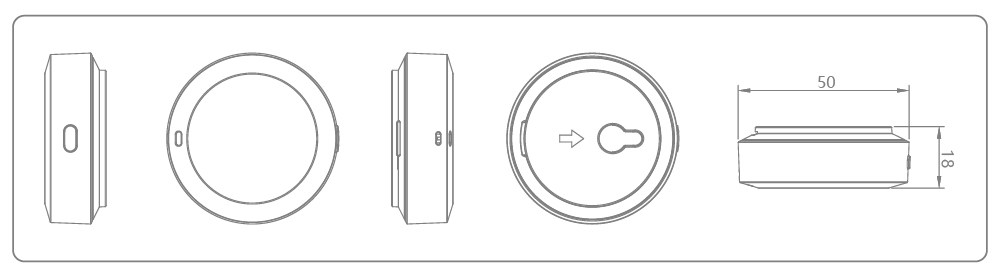 ES-03 Sensor Dimensions ES-03 wireless temperature and humidity sensor dimensions and technical drawing