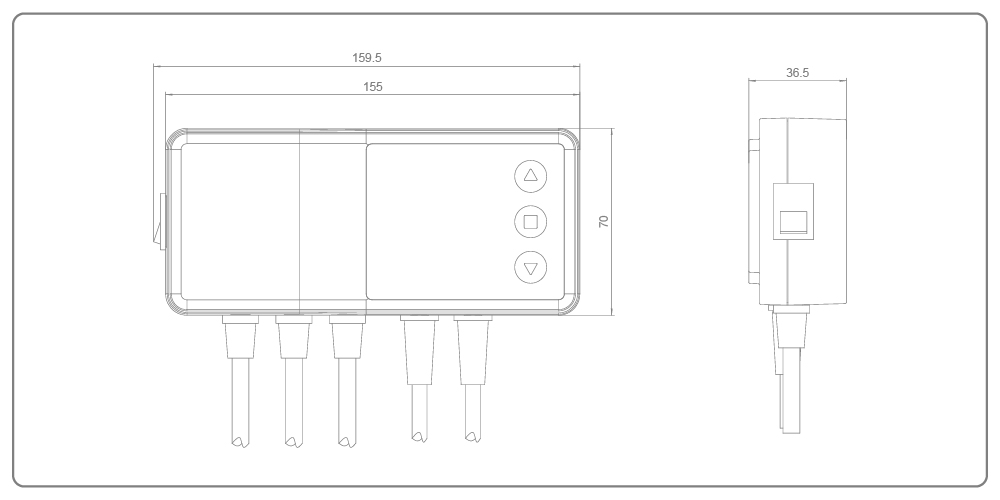 EPC-89D dual pump controller dimensions (159.5 x 70 x 36.5 mm) EPC-89D Dual Pump Controller Dimensions