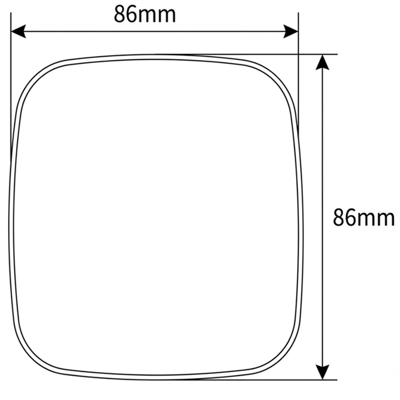 Tuya Zigbee Gateway 86mm Dimensions Physical dimensions of the Tuya Zigbee smart gateway, measuring standard 86mm by 86mm