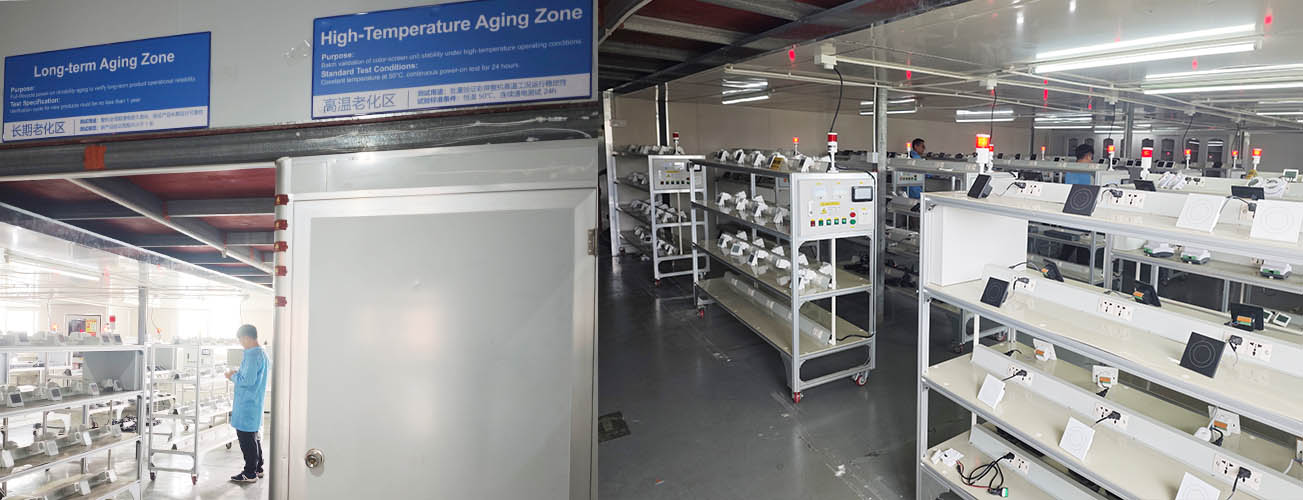 High-temperature aging area and long-term burn-in testing facility for smart thermostats