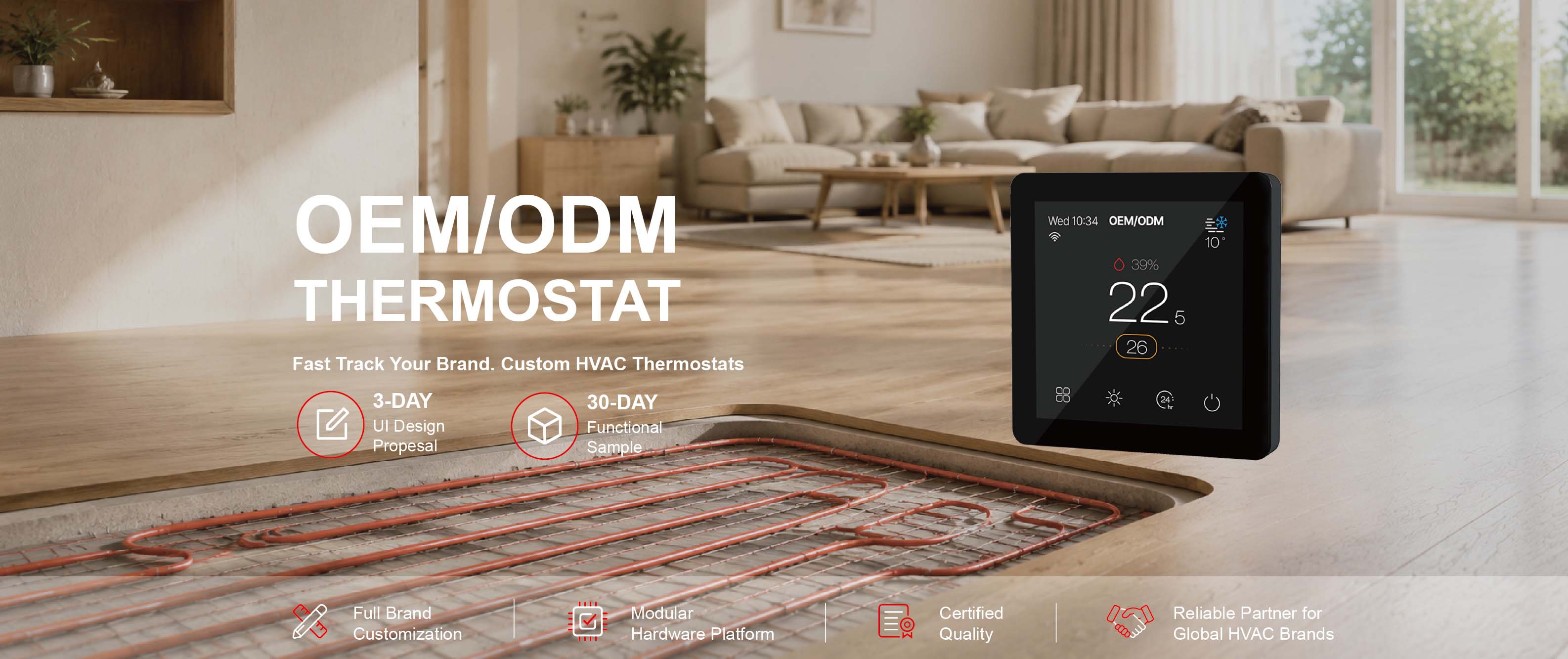 Custom OEM/ODM smart thermostat for underfloor heating system