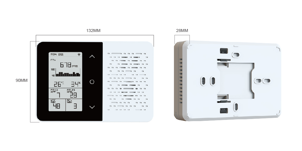 ES-01 Installation Dimensions ES-01 Air Quality Monitor Dimensions and Wall Mount