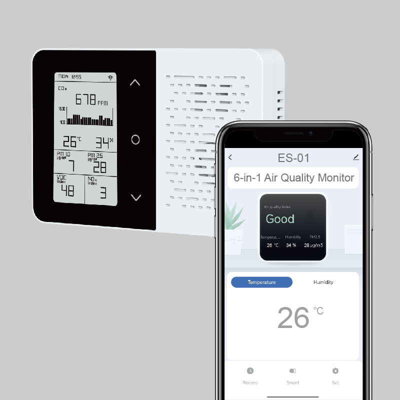 ES-01 6-in-1 Indoor Air Quality (IAQ) Monitor | BACnet, Modbus & Wi-Fi Compatible